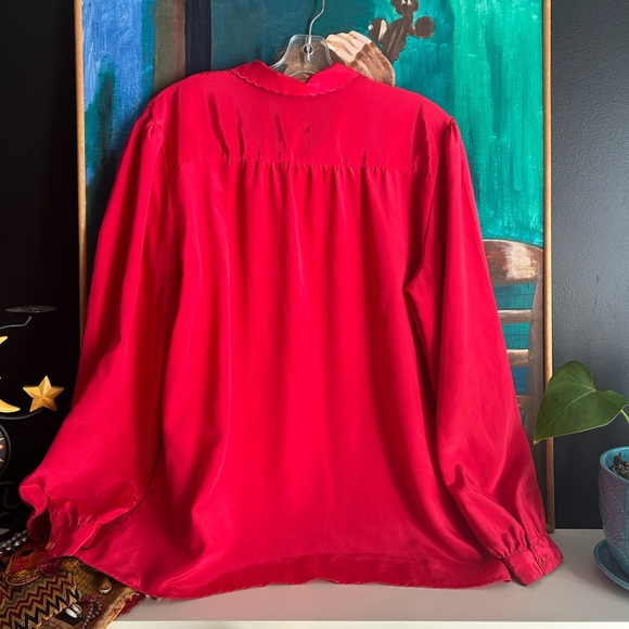 Vintage Red Blouse with Embroidered Details 18 - Picture 8 of 16